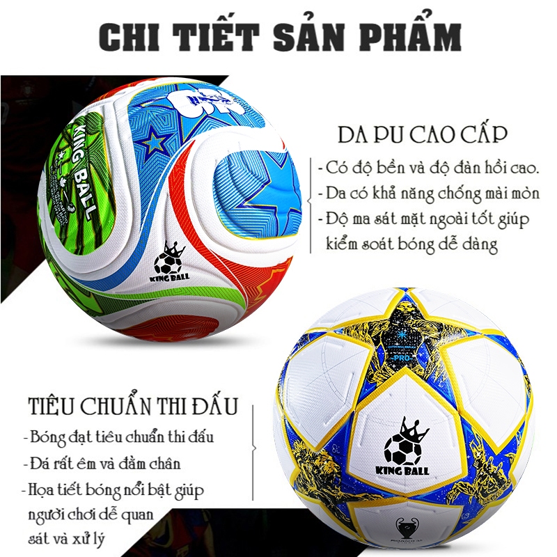 Quả Bóng Đá Size Số 3 4 5 Chính Hãng King Ball Trái Banh Trẻ Em Champions C1 Ngoại Hạng Euro Giá Rẻ