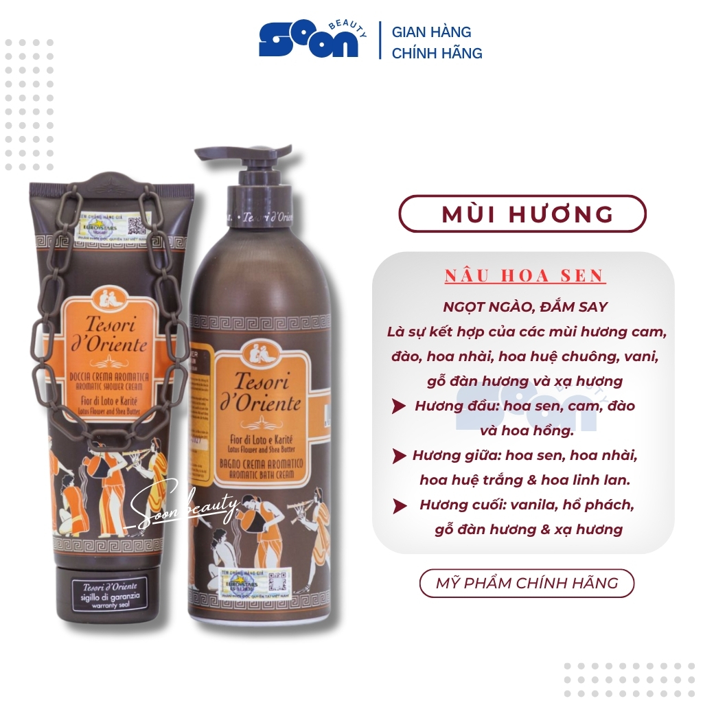 Sữa tắm tesori d’oriente 250ml-500ml trắng da, cấp ẩm, lưu hương nước hoa cao cấp