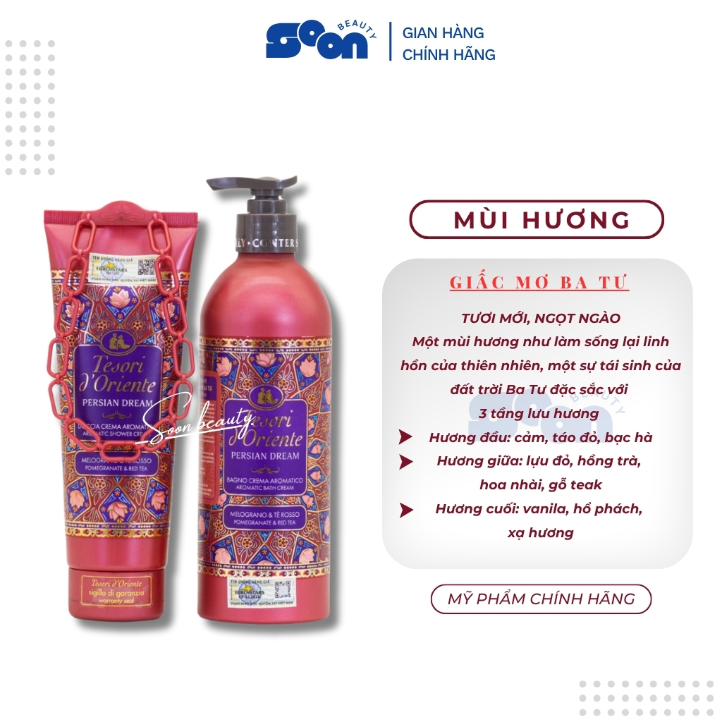 Sữa tắm tesori d’oriente 250ml-500ml trắng da, cấp ẩm, lưu hương nước hoa cao cấp