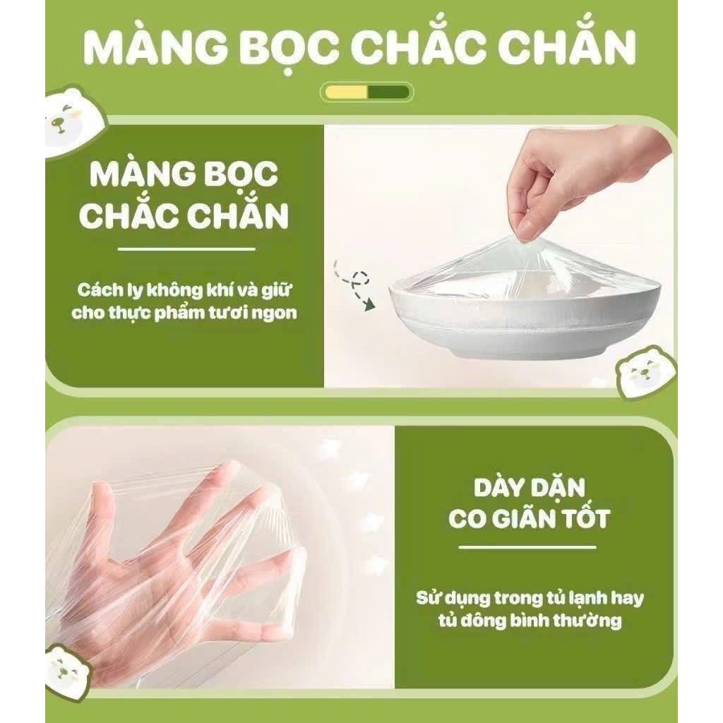 Túi 300 Màng bọc thực phẩm, dạng treo siêu tiện lợi, Màng xịn - chun siêu dai đàn hồi cao AMIZIN