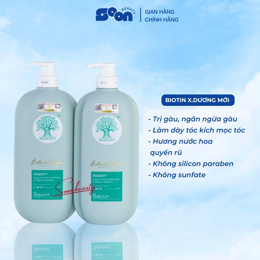Cặp gội xả Biotin Collagen Voudioty  500ml/1000ml, giảm rụng tóc, ngăn gàu, kiềm dầu, phục hồi tóc khô xơ hư tổn ( Mới)
