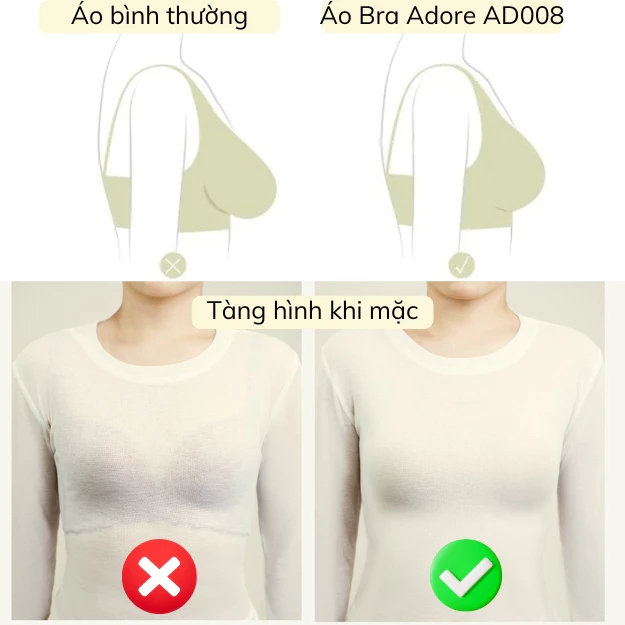 Áo Su Tàng Hình Không Gọng Không Đường May Chống Chảy Xệ ADORE AD008
