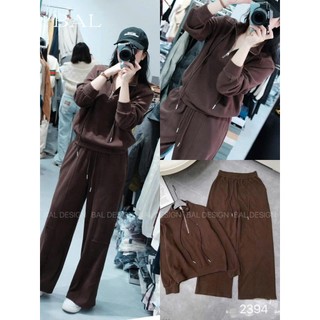 Set bộ nỉ áo dài tay kéo khóa cổ cao mix quần suông dài Eva hamichi