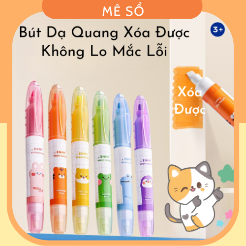 Set Bút Highlight Pastel 6 Màu, Bút Dạ Quang Màu Pastel Có Thể Xóa Được, Bút Nhớ Nhiều Màu