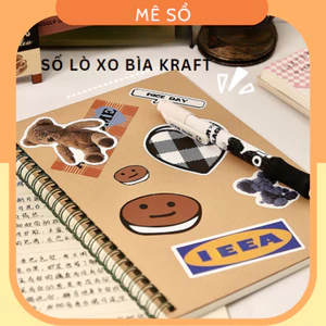 Sổ Tay Lò Xo, Sổ Lò Xo A5 B5 MESO 120 Trang Kẻ Ngang 70 GSM - Bìa Giấy Kraft Màu Nâu và Đen, Sổ Gáy xoắn