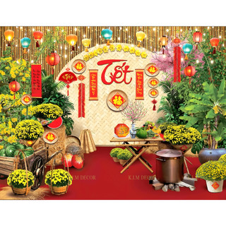 DECOR Trang Trí Trung Thu Chất Vải Lụa Cavas,Tranh Backdrop 2026 Phông Nền Trang Trí Năm Mới Có SIZE 4M TET16 - BEEKIDS