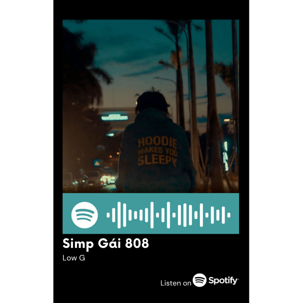 [Vui lòng đặt từ 4c] Poster decal dán tường thẻ Spotify bài hát ca sĩ Low G (có thể quét được mã)