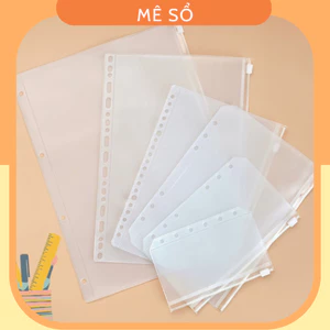 Túi Đựng Tài Liệu A5, A6, Túi Zip Trong Suốt PVC Chống Thấm Nước, Túi Zip Đựng Tiền Có Khóa Kéo Làm Phụ Kiện Sổ Còng