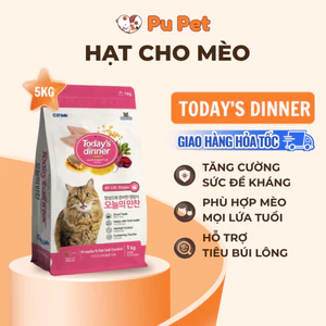 Thức Ăn Hạt Cho Mèo Today's Dinner Nhập Khẩu Hàn Quốc Hỗ Trợ Tiêu Búi Lông, Tăng Cường Đề Kháng 5KG