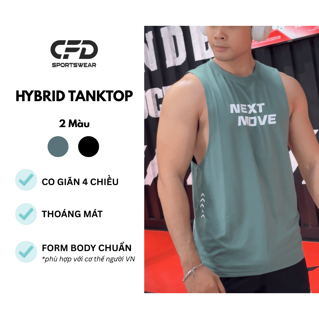[Deal Hot] Áo Gym Nam TankTop Form Body, CFD Hybrid Tôn Dáng, Thoáng Khí Nhanh Khô