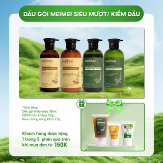 Combo dầu gội và xả thảo dược Mei Mei kiềm dầu: sả, chanh, gừng, hà thủ ô 500ml