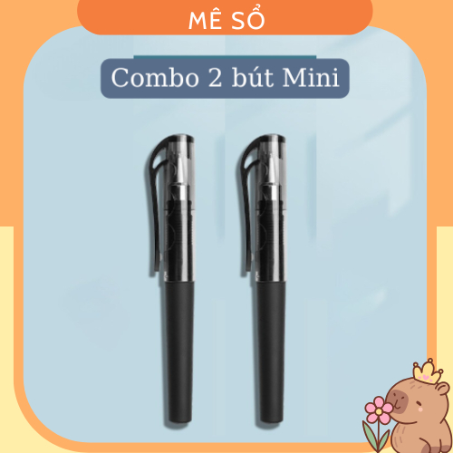 COMBO 2 Bút Gel Mini Mực Đen, Bút Mini Bỏ Túi, Thiết Kế Nhỏ Gọn, Mực Đều, Thích Hợp Mang Theo Ghi Chú Mọi Nơi