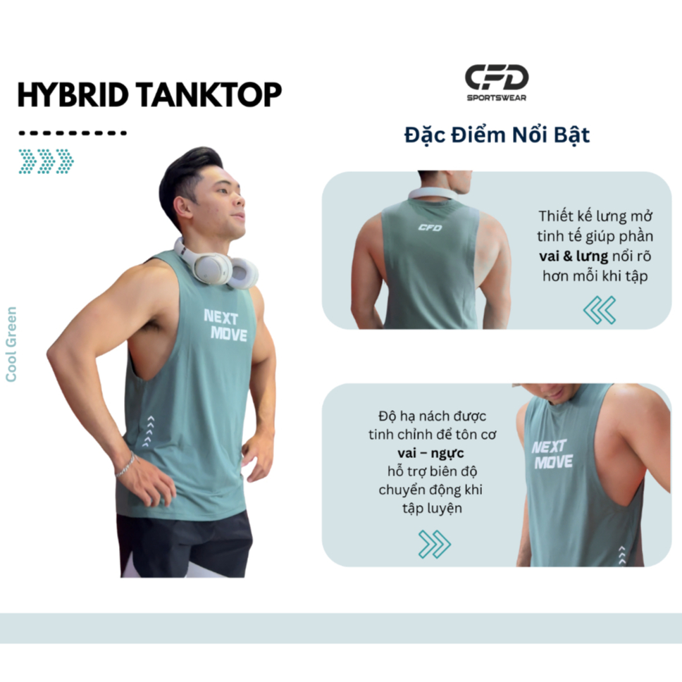 [Deal Hot] Combo 2 Áo Gym Nam TankTop Form Body, CFD Hybrid Tôn Dáng, Thoáng Khí Nhanh Khô