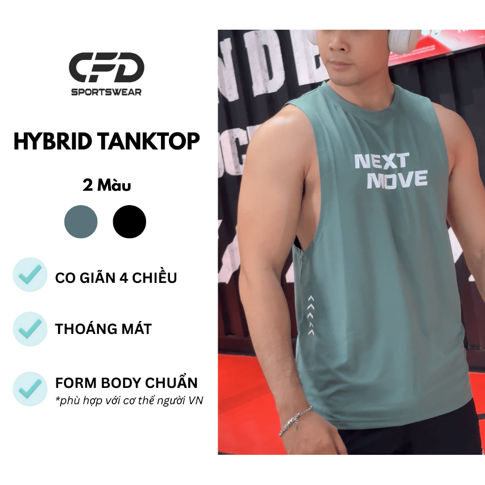 [Deal Hot] Combo 2 Áo Gym Nam TankTop Form Body, CFD Hybrid Tôn Dáng, Thoáng Khí Nhanh Khô