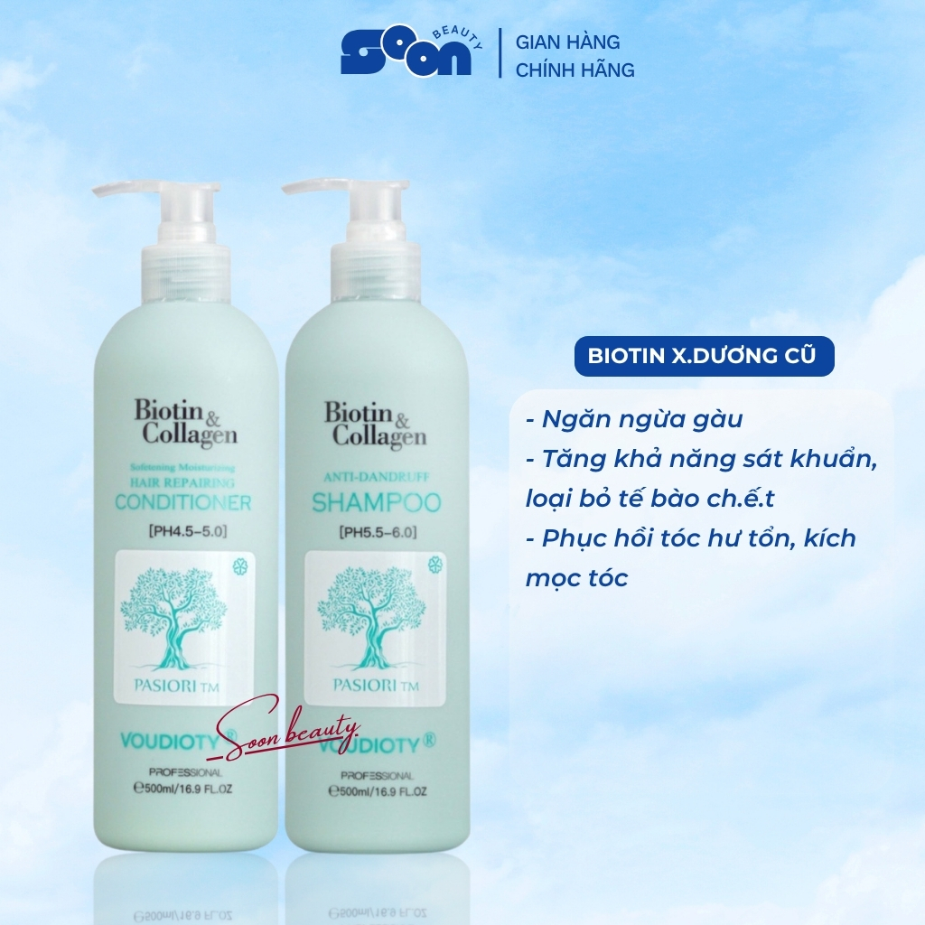 Cặp gội xả Biotin Collagen Voudioty 500ml-1000ml giảm rụng tóc, ngăn gàu, kiềm dầu, phục hồi tóc khô xơ, hư tổn 2021