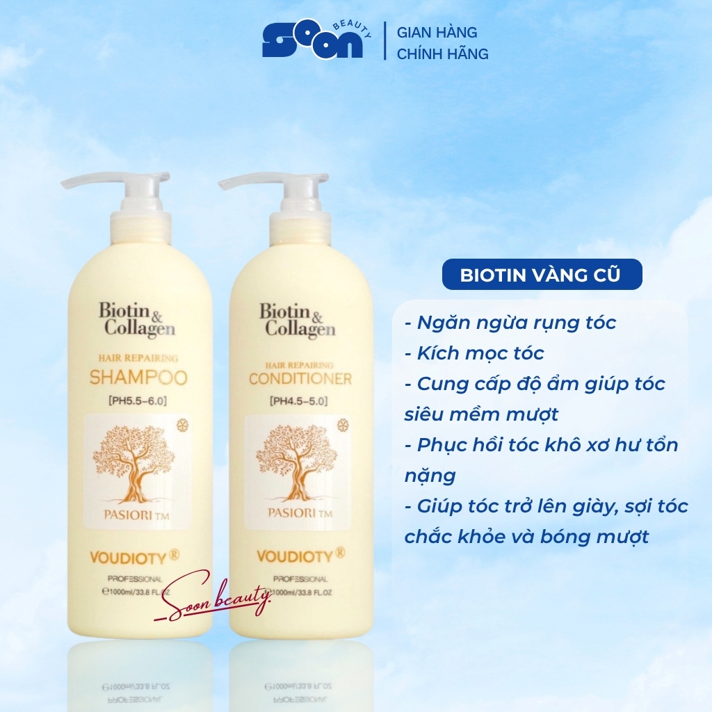 Cặp gội xả Biotin Collagen Voudioty 500ml-1000ml giảm rụng tóc, ngăn gàu, kiềm dầu, phục hồi tóc khô xơ, hư tổn 2021
