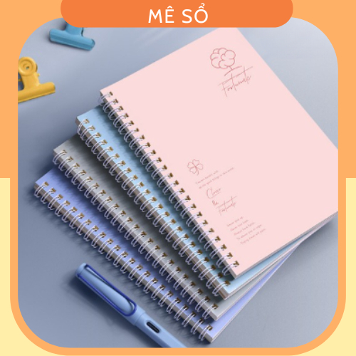 Vở Lò Xo, Sổ Tay Lò Xo Bìa Màu Pastel A5 MESO 120 Trang Kẻ Ngang 70 GSM - Gáy Lò Xo Kép Inox Không rỉ