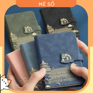 Sổ Mini, Sổ Tay Nhỏ A7 A6 MESO 200 Trang - Sổ Bìa Da Chống Thấm Nước, Khóa Nam Châm, Họa Tiết Sang Trọng
