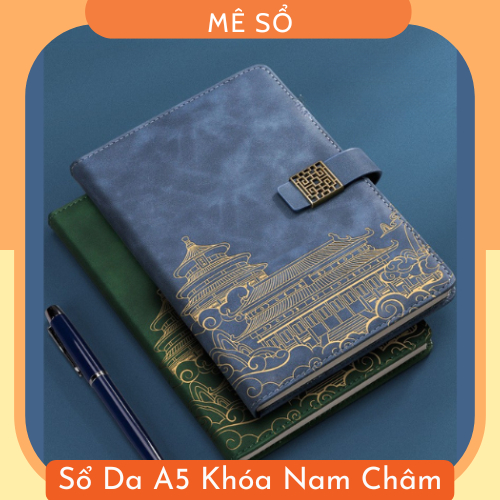 Sổ Bìa Da A5, Sổ Khóa Nam Châm 200 Trang Thiết Kế Sang Trọng, Sổ Ghi Chép Công Việc, Lên Kế Hoạch, Ghi Nhật Ký Hằng Ngày