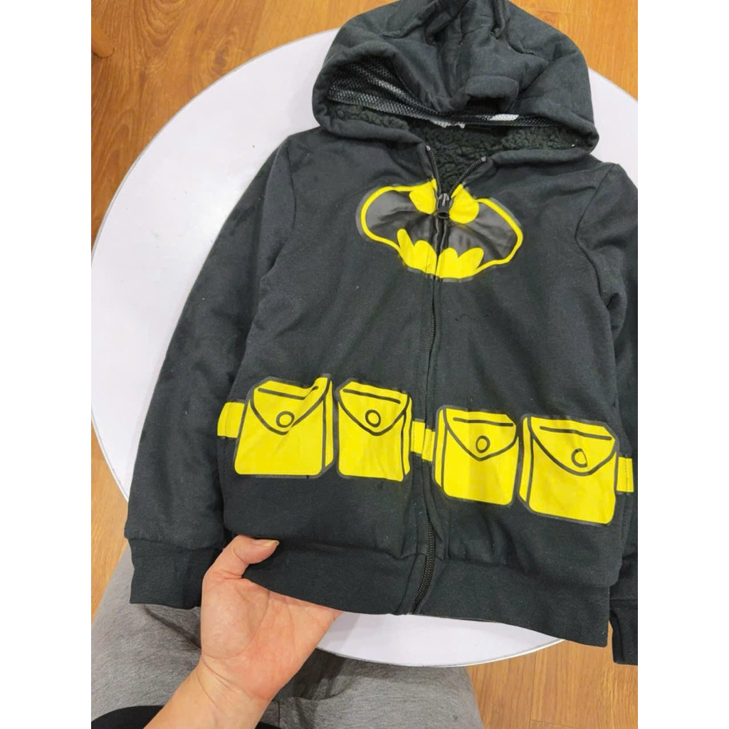 Áo Khoác Nỉ Hoodie Zip B.atman L061 Bé Trai Xuất Dư Thu Đông Size 4-8Y (15-29kg) Co Giãn Tốt