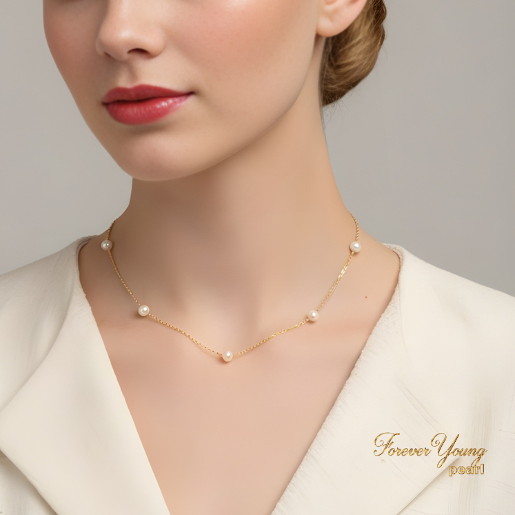 DC284 - Dây chuyền mạ vàng 18K đính ngọc Trai nước ngọt sang trọng, trai 7-8 li, dài 45-50 cm- Quà tặng 20/10