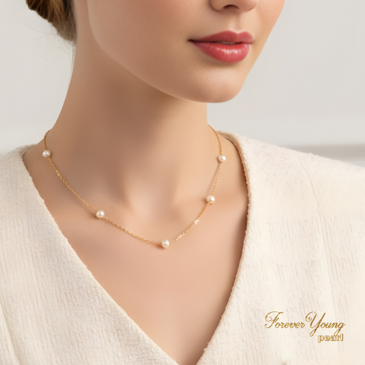 DC284 - Dây chuyền mạ vàng 18K đính ngọc Trai nước ngọt sang trọng, trai 7-8 li, dài 45-50 cm- Quà tặng 20/10