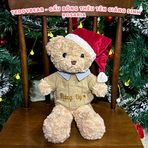 Gấu Bông Teddy Noel Giáng Sinh Lông Xoăn Thêu Tên Theo Yêu Cầu Cho Bé Và Người Thương - Món Quà Đầy Ý Nghĩa
