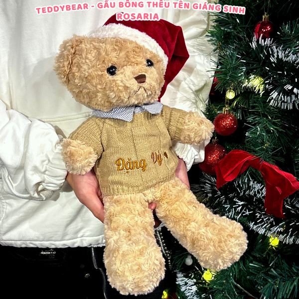 Gấu Bông Teddy Noel Giáng Sinh Lông Xoăn Thêu Tên Theo Yêu Cầu Cho Bé Và Người Thương - Món Quà Đầy Ý Nghĩa