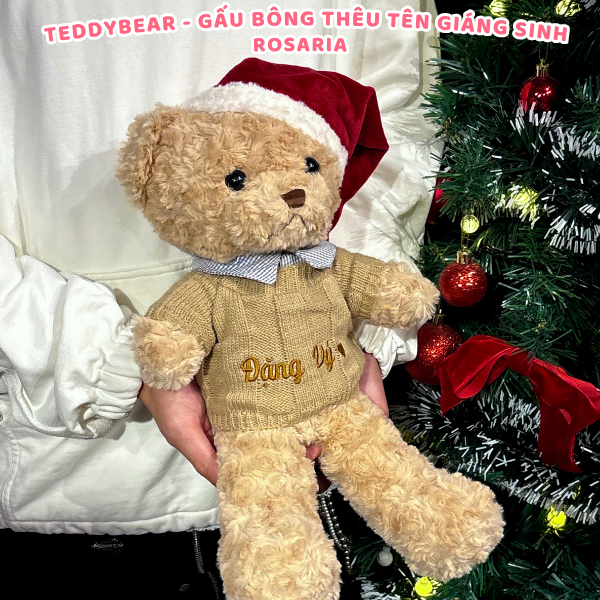 Gấu Bông Teddy Noel Giáng Sinh Lông Xoăn Thêu Tên Theo Yêu Cầu Cho Bé Và Người Thương - Món Quà Đầy Ý Nghĩa