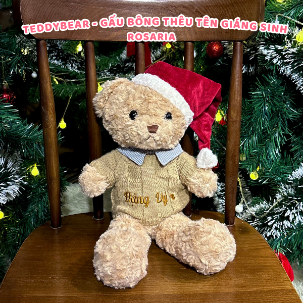 Gấu Bông Teddy Noel Giáng Sinh Lông Xoăn Thêu Tên Theo Yêu Cầu Cho Bé Và Người Thương - Món Quà Đầy Ý Nghĩa