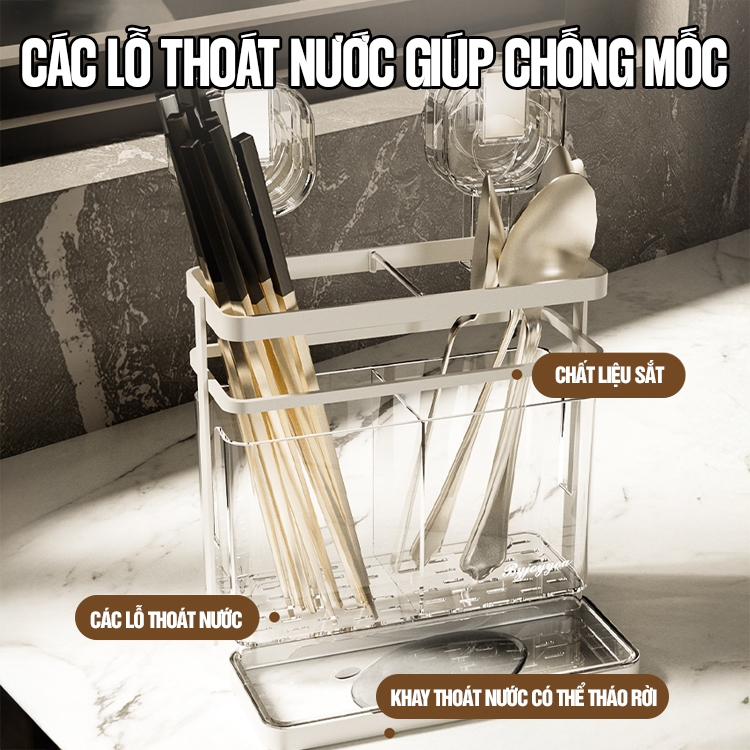 Kaleis Giá Đũa Treo Tường Hút Chân Không – Không Cần Khoan, Thoát Nước Nhanh, Chống Ẩm Hiệu Quả