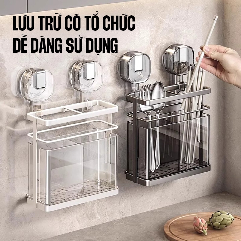 Kaleis Giá Đũa Treo Tường Hút Chân Không – Không Cần Khoan, Thoát Nước Nhanh, Chống Ẩm Hiệu Quả