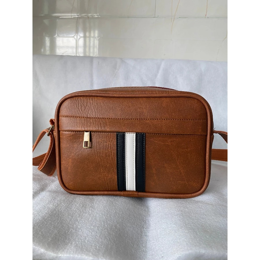 [Peinn] Túi đeo chéo nam nữ unisex thiết kế phối sọc da tổng hợp cao cấp MINTAS-0018