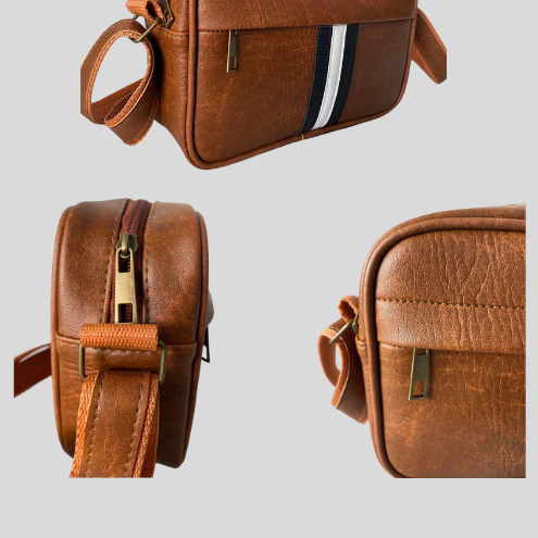 [Peinn] Túi đeo chéo nam nữ unisex thiết kế phối sọc da tổng hợp cao cấp MINTAS-0018