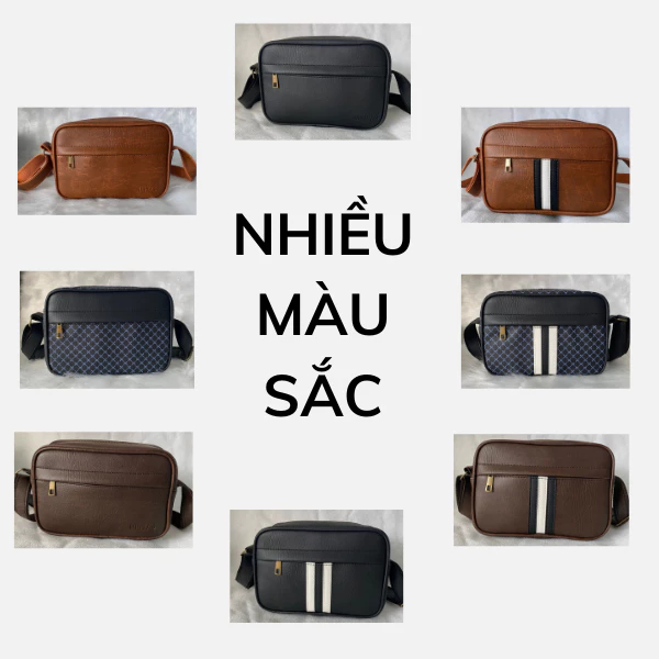 [Peinn] Túi đeo chéo nam nữ unisex thiết kế phối sọc da tổng hợp cao cấp MINTAS-0018
