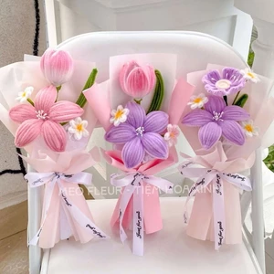 Bó hoa phối màu kẽm nhung handmade tặng các dịp lễ
