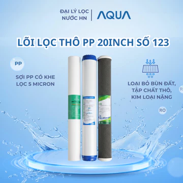 Lõi lọc thô PP 20inch số 123 - Lõi lọc đầu nguồn dùng cho cốc lọc 20 inch xanh hoặc trong
