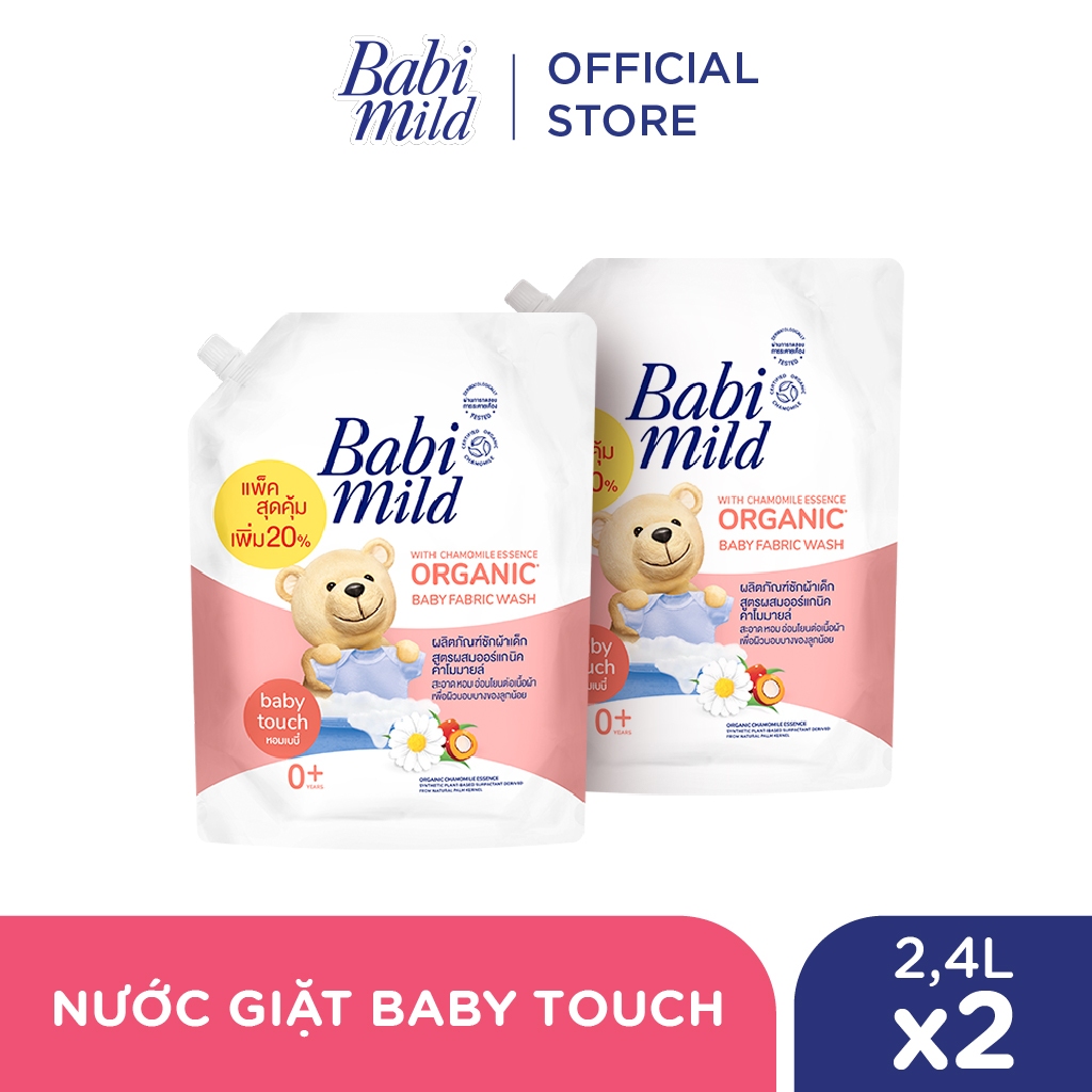 Combo 2 Túi Nước Giặt Cho Bé Babi Mild Baby Touch 2.4L