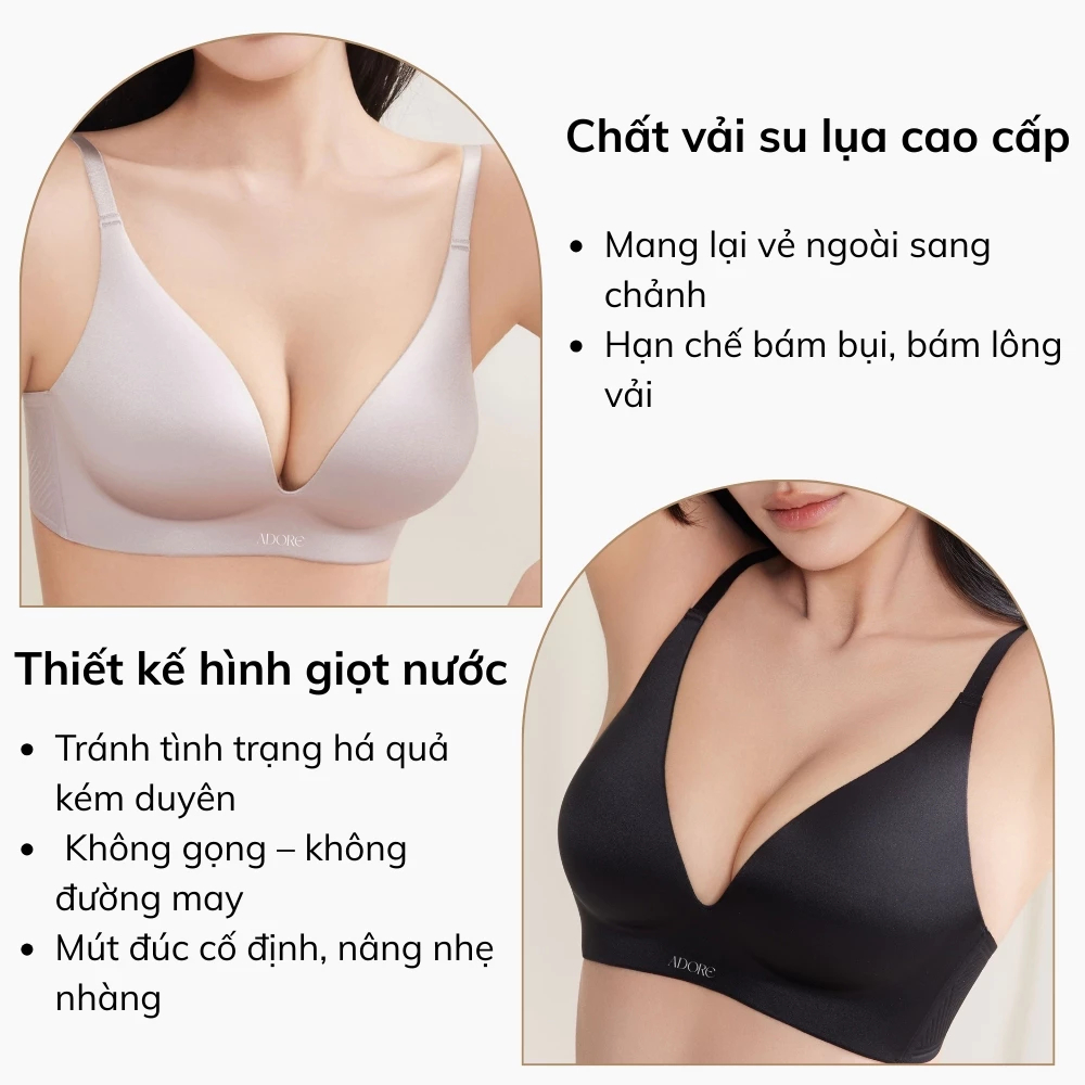 Áo Lót Su Lụa Form Giọt Nước ADORE AD005 Mút Đúc Cố Định Nâng Nhẹ Nhàng - Adore Global