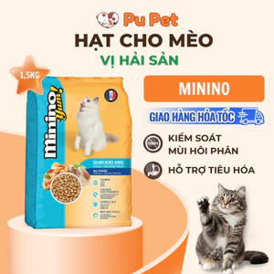 Thức Ăn Hạt Cho Mèo Minino Yum Vị Hải Sản Gói 350g/1.5kg Hỗ Trợ Tiêu Hóa Và Dưỡng Mượt Lông