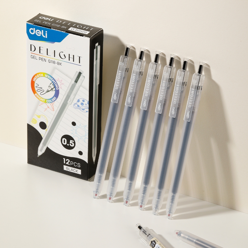 Bút Gel Bấm Xanh/Đỏ/Đen/Tím Ngòi 0.5mm Thân Trơn Nhanh Khô Viết Đều Không Tắc Mực Học Sinh Văn Phòng