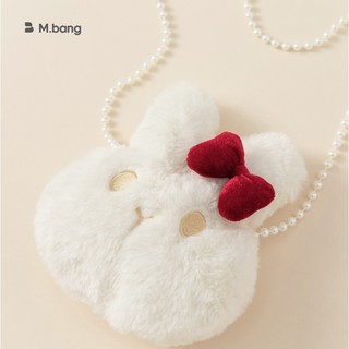 𝐀𝐩𝐫𝐢𝐥 𝐛𝐞́𝐛𝐞́ - MBang Túi đeo chéo thỏ bông nơ đỏ dễ thương cho bé gái diện Tết, Noel