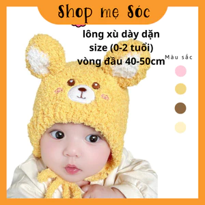Mũ Dệt Kim Hình Tai Thỏ Hoạt Hình Giữ Ấm Mùa Thu Đông Cho Bé 0-2 Tuổi Mesocshop