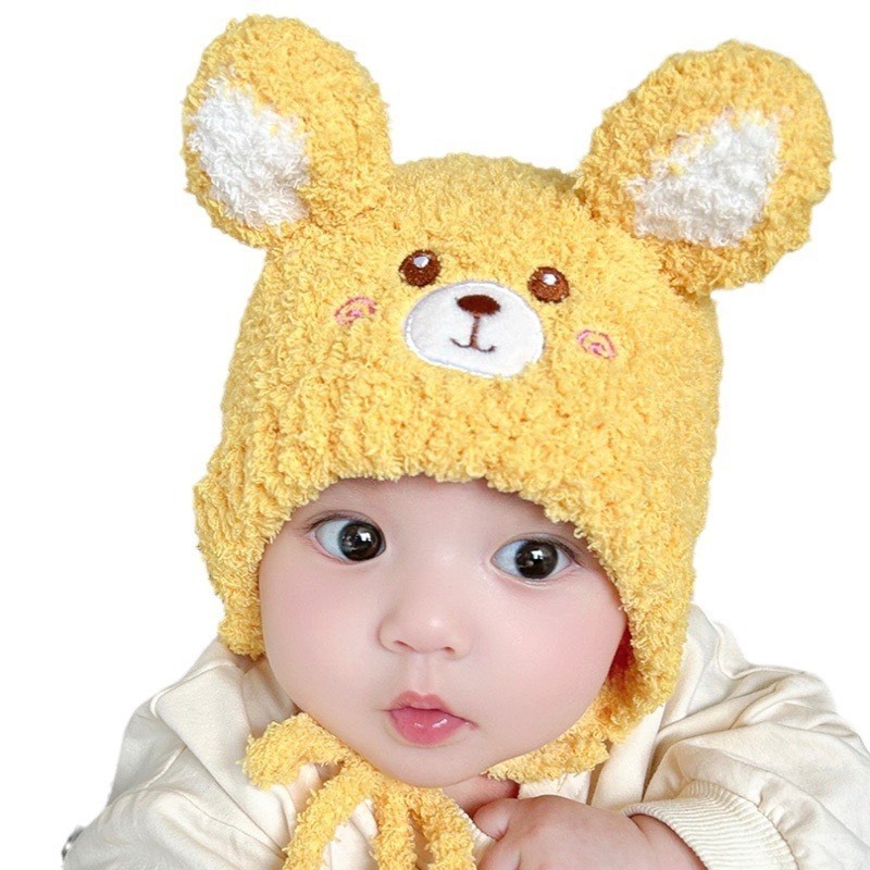 Mũ Dệt Kim Hình Tai Thỏ Hoạt Hình Giữ Ấm Mùa Thu Đông Cho Bé 0-2 Tuổi Mesocshop