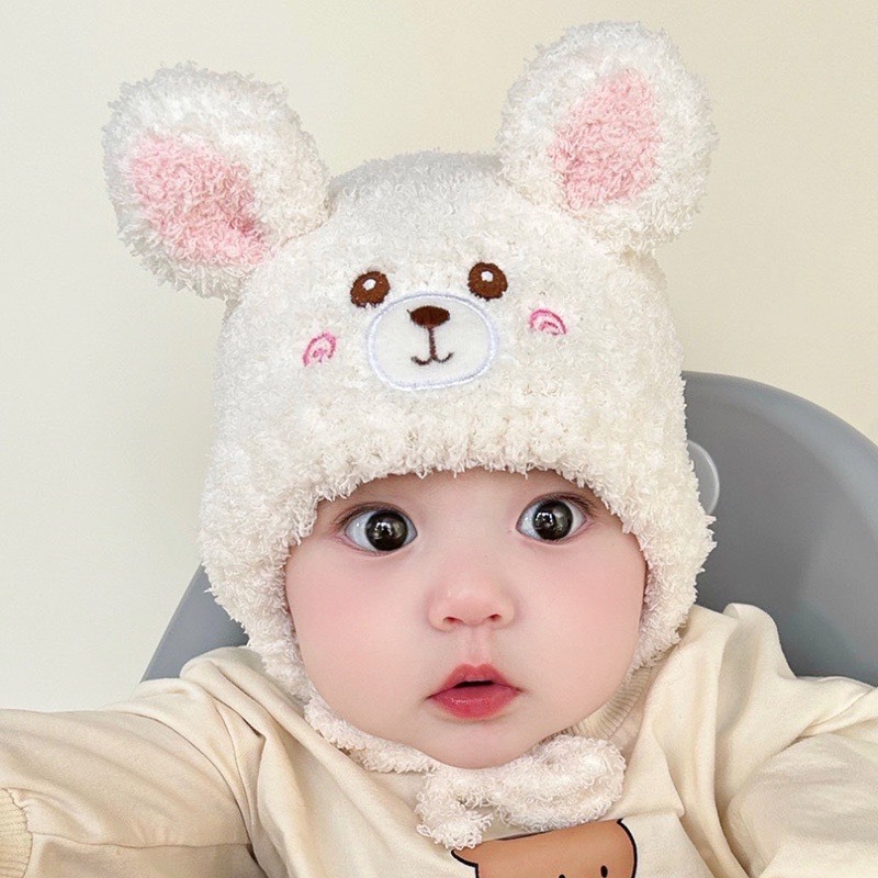 Mũ Dệt Kim Hình Tai Thỏ Hoạt Hình Giữ Ấm Mùa Thu Đông Cho Bé 0-2 Tuổi Mesocshop