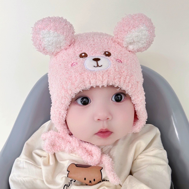 Mũ Dệt Kim Hình Tai Thỏ Hoạt Hình Giữ Ấm Mùa Thu Đông Cho Bé 0-2 Tuổi Mesocshop