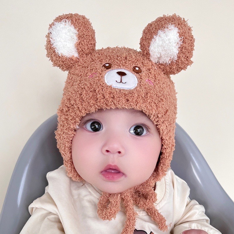 Mũ Dệt Kim Hình Tai Thỏ Hoạt Hình Giữ Ấm Mùa Thu Đông Cho Bé 0-2 Tuổi Mesocshop