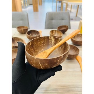 [1 Bộ]  Chén + Muỗng Gáo Dừa Pha Bột Mặt Nạ 100% Tự Nhiên, An Toàn