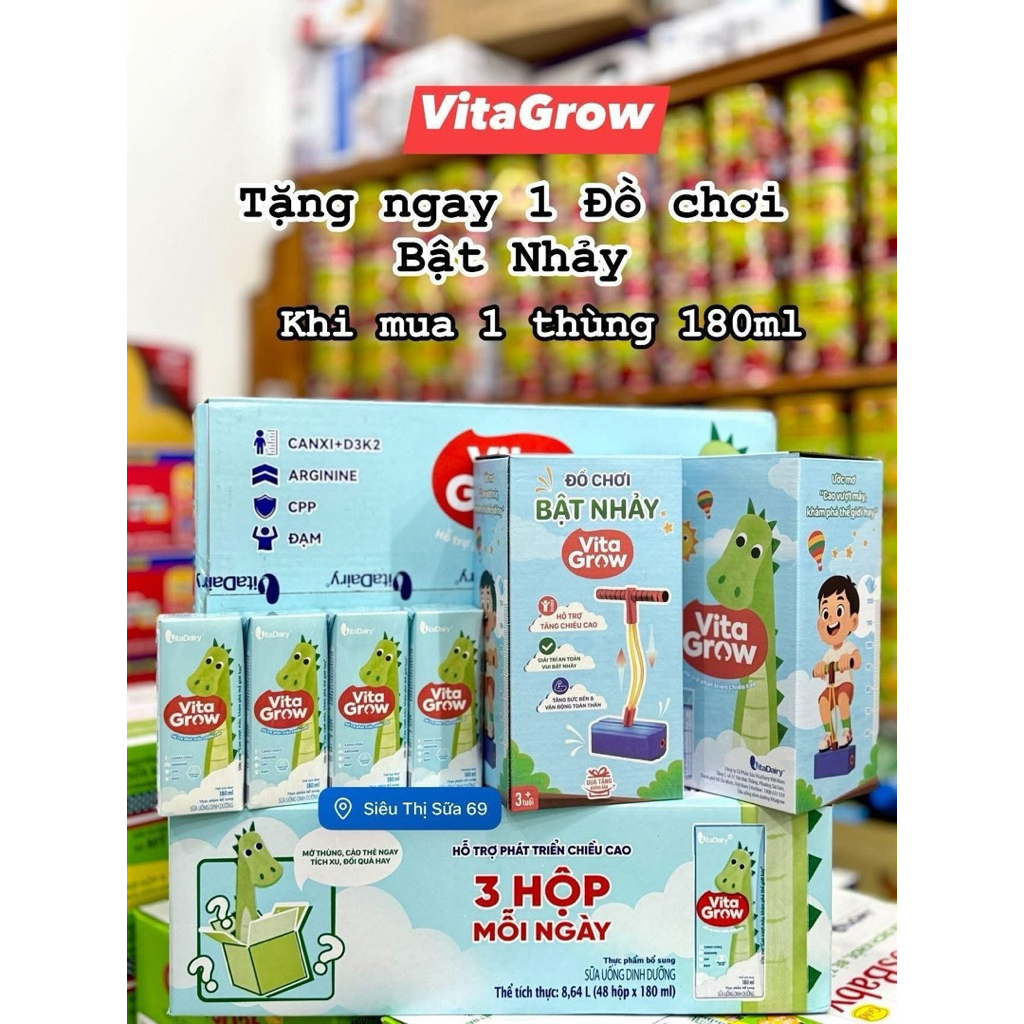 {Deal Sốc} Sữa pha sẵn Vitagrow (110, 180ml) thùng 48 hộp chính hãng Vitadairy