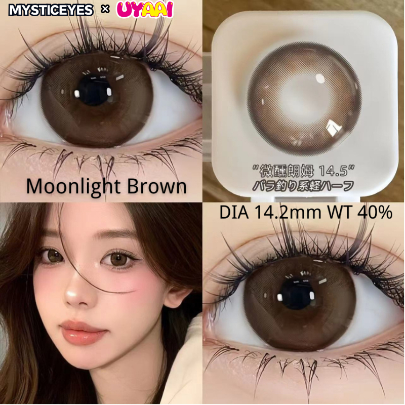 (14.0~14.5mm) 0-7 Độ lens cận,kính áp tròng lens nâu tây,Snowball Brown|moonlight nâu,1 Cặp Kính Mắt,lens 6 tháng
